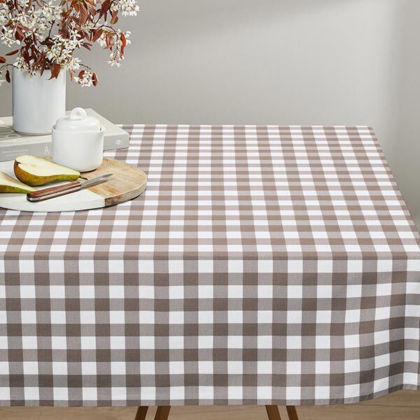 Beschichtete Baumwolle Karo – hellbraun | Reststück 100cm