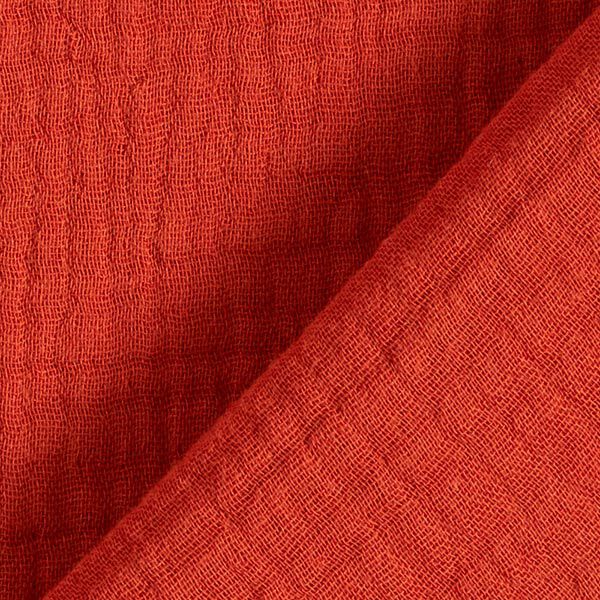 GOTS Dreilagiger Baumwoll-Musselin – terracotta | Reststück 50cm