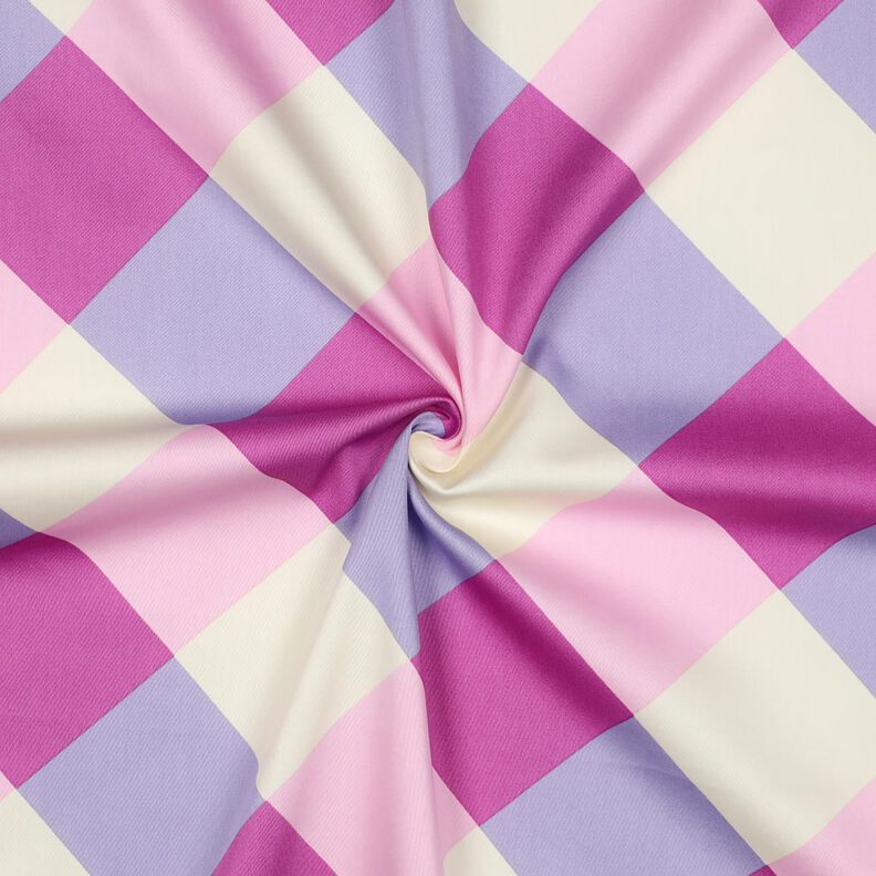 Baumwollsatin Large Gingham | Nerida Hansen – pastellviolett/wollweiss,  image number 3