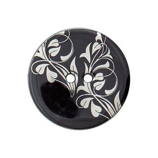 Polyesterknopf 2-Loch Blumen – schwarz/silber, 