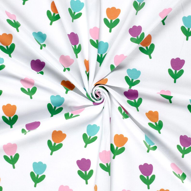 Baumwolljersey stilisierte Tulpen – weiss/rotlila, image number 3