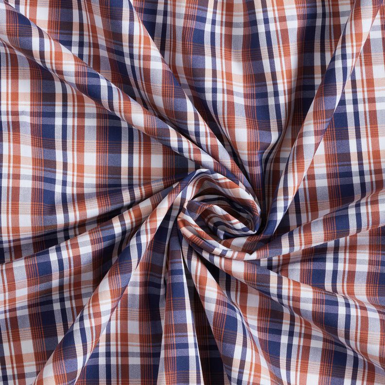 Hemdenstoff klassisches Karo – marineblau/kupfer,  image number 3