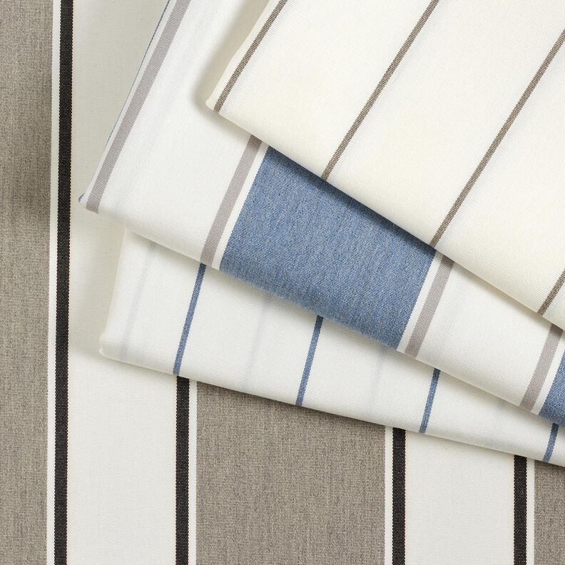 Outdoorstoff Canvas feine Streifen – wollweiss/blaugrau,  image number 5