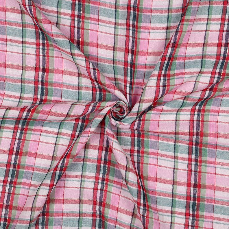 Musselin/ Doppel-Krinkel Gewebe Lurex Karo | Poppy Fabrics – rosé/gold metallic,  image number 3
