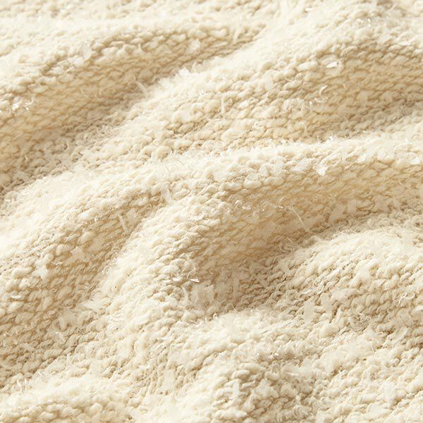 Baumwolle Feinstrick Glitzereffekt – wollweiss | Reststück 50cm
