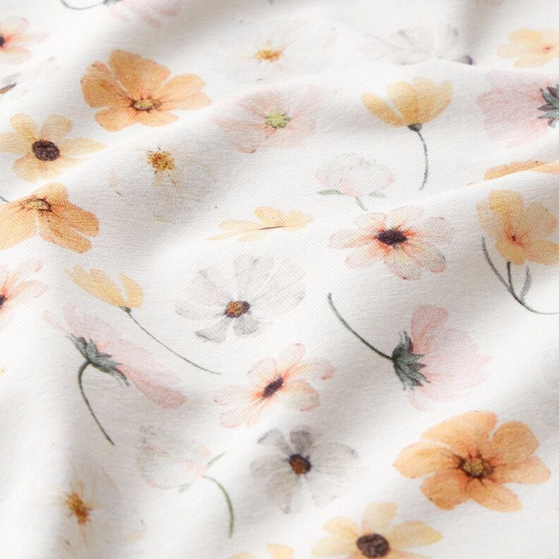 GOTS Baumwolljersey Blumenwiese Digitaldruck – beige, image number 2