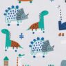 Dekostoff Halbpanama skatende Dinos – silbergrau/pfefferminz,  thumbnail number 5