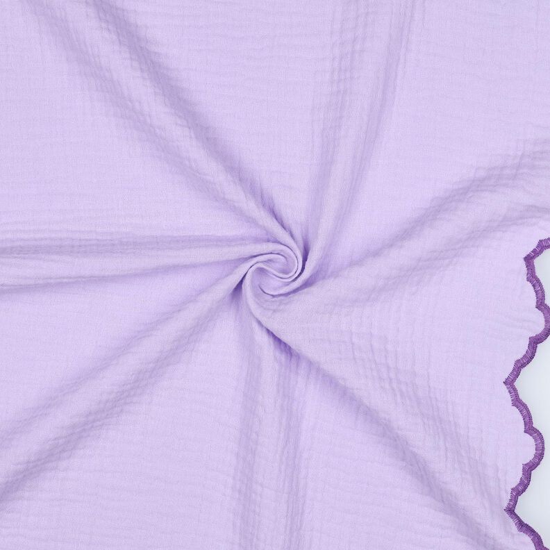 Musselin/ Doppel-Krinkel Gewebe beidseitige Bogenkante  | Poppy Fabrics – flieder/rotlila,  image number 3