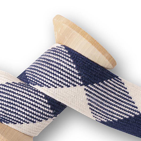 GOTS Bio Flechtkordel TWIST ME Flat [24 mm] | Albstoffe – marineblau/wollweiss,  image number 2