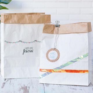 Deko- und Geschenktüten klein [ 2 Stück ] – weiss/natur, 