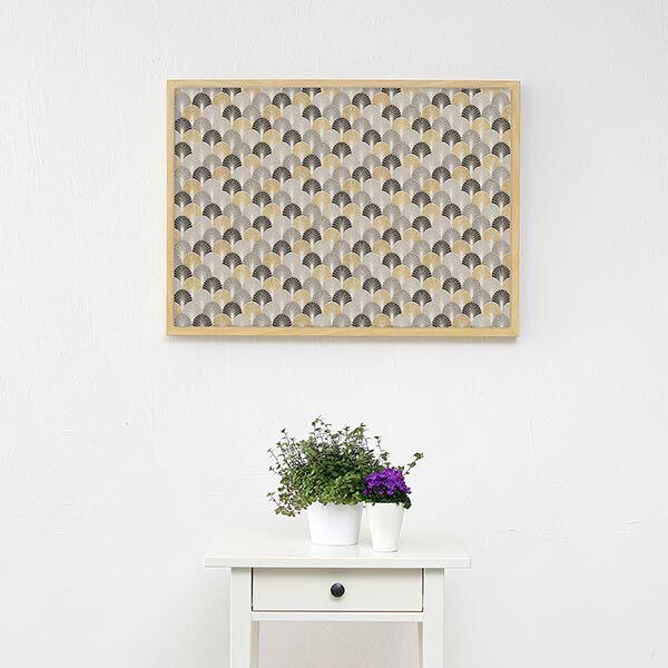 Dekostoff Halbpanama Premium Bögen Goldprint – schwarz/gold,  image number 6