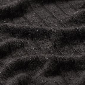 Strickstoff Ajour edle Glitzerstreifen – schwarz, 