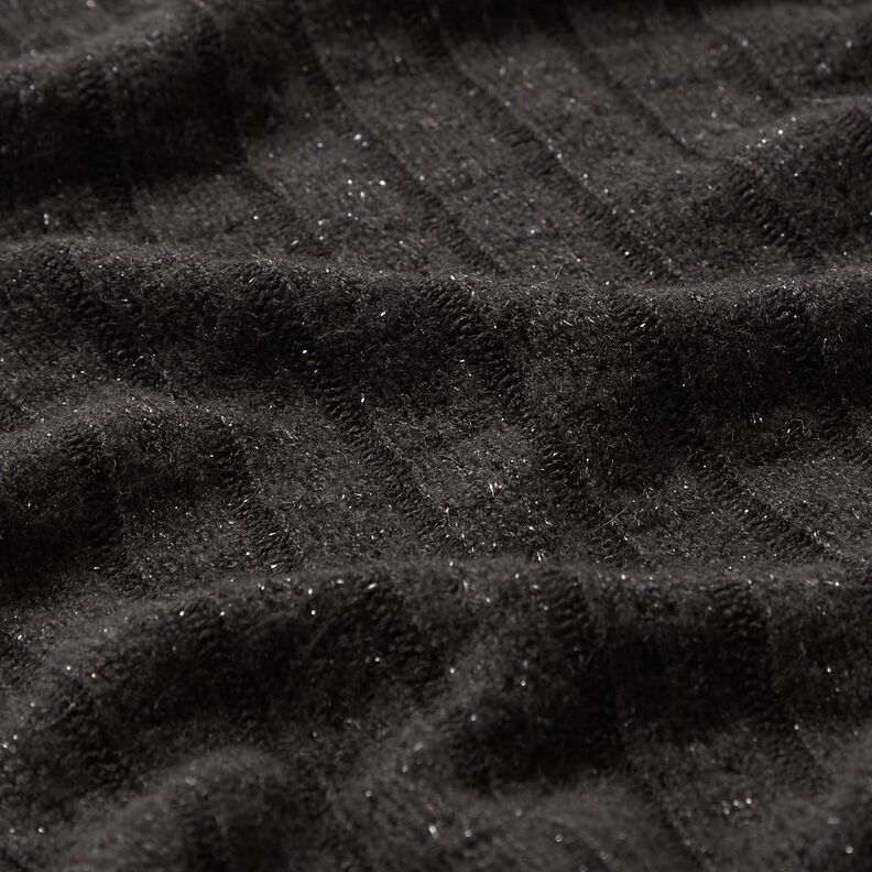 Strickstoff Ajour edle Glitzerstreifen – schwarz,  image number 2