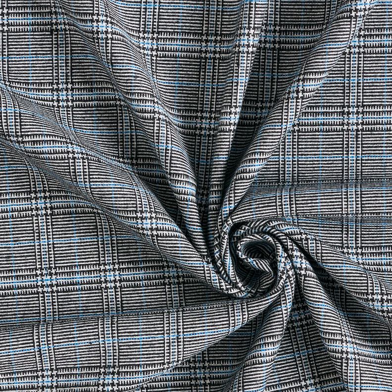 Viskose-Mix abstrakter Glencheck – königsblau/schwarz,  image number 3