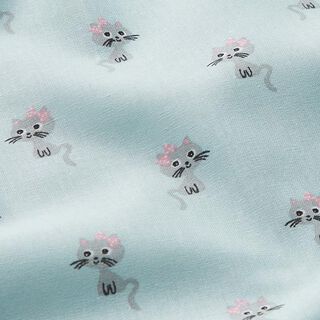 Popeline süsse Katze  – babyblau, 