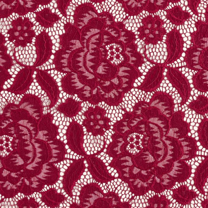 Elastische Spitze Blüten und Blätter – dunkelrot, image number 1