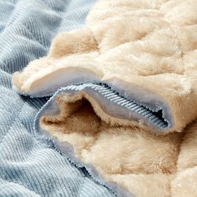 Steppstoff Cord mit Fellabseite Rauten – hellblau, 