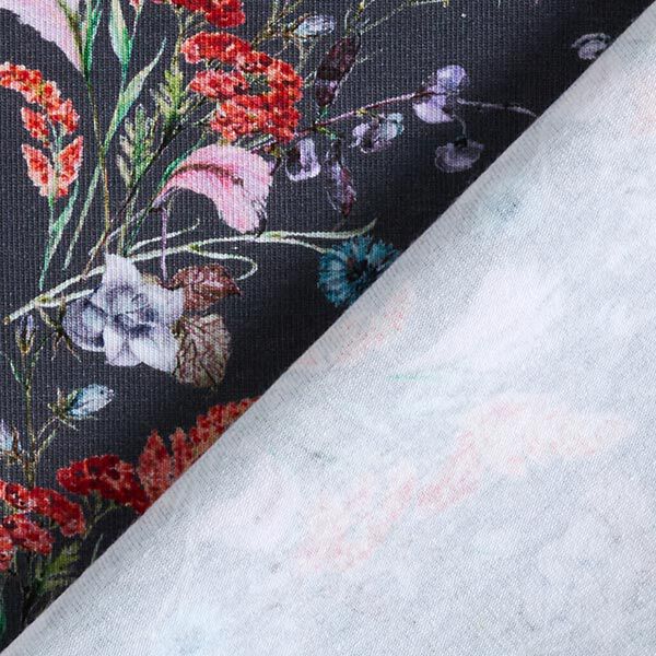 Baumwolljersey Wiesenblumen Digitaldruck – nachtblau | Reststück 50cm