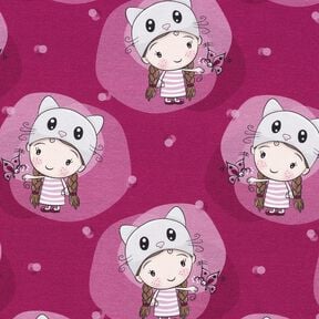 Baumwolljersey Katzenmädchen | Glitzerpüppi  – himbeere, 