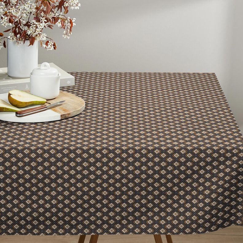 Baumwollstoff Cretonne blumige Kacheln – granit,  image number 7
