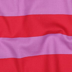 Dekostoff Canvas fröhliche Streifen – pastellviolett/chili, 