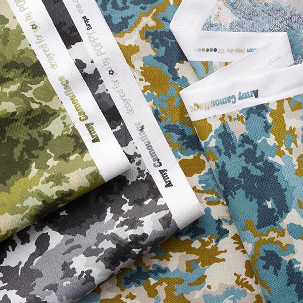 Dekostoff Canvas Camouflage – blau/beige, image number 5