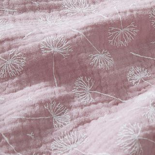 Musselin/ Doppel-Krinkel Gewebe Pusteblumen – rosa/weiss, 