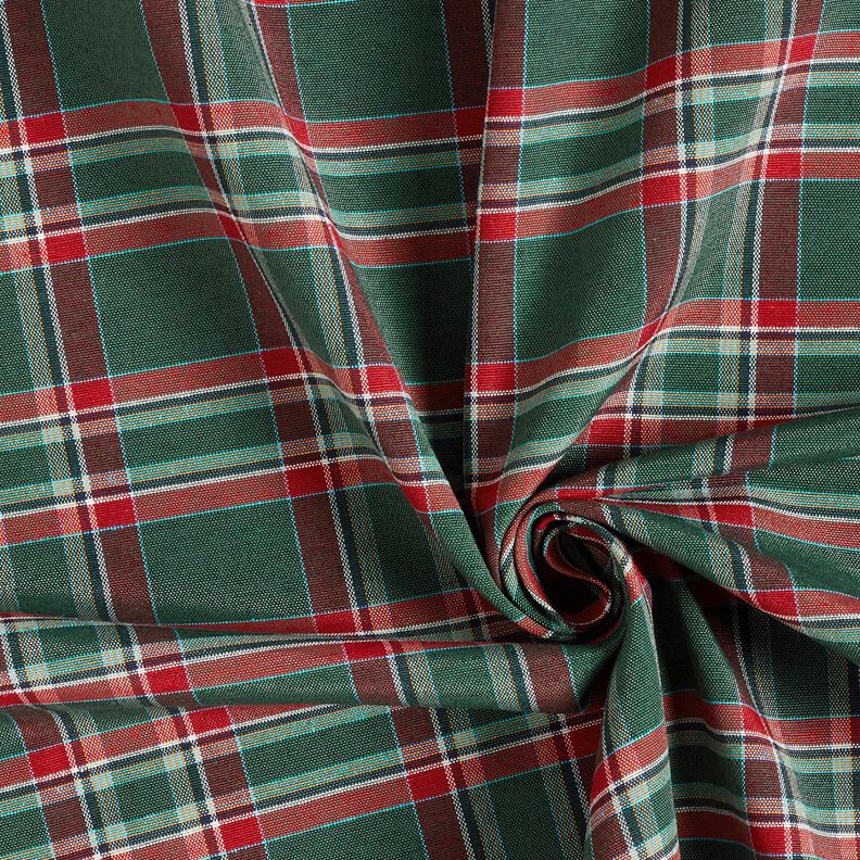 Dekostoff Jacquard klassisches Karo – tannengrün/karminrot,  image number 3