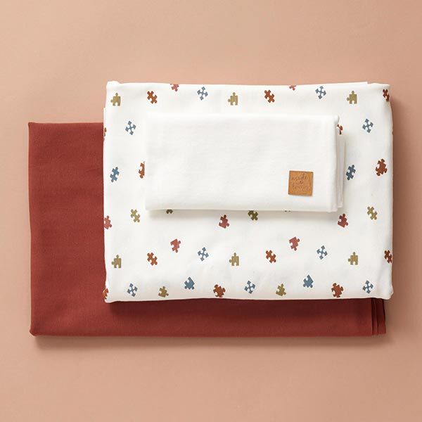 Stoffpaket Jersey Puzzelteile – wollweiss, image number 1