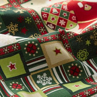 Baumwollstoff Popeline bunte Weihnachten – grün, 