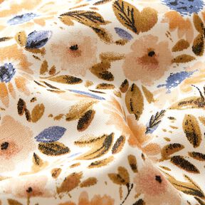 Baumwollpopeline Blumenmeer – cashew/weiss, 