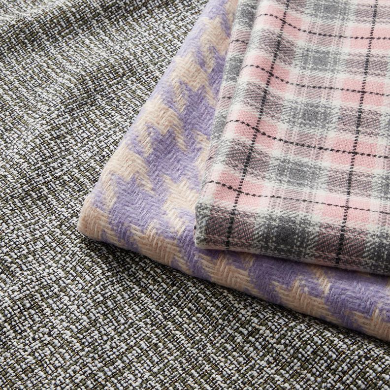 Mantelstoff grob gewebt Hahnentritt – beige/flieder,  image number 5