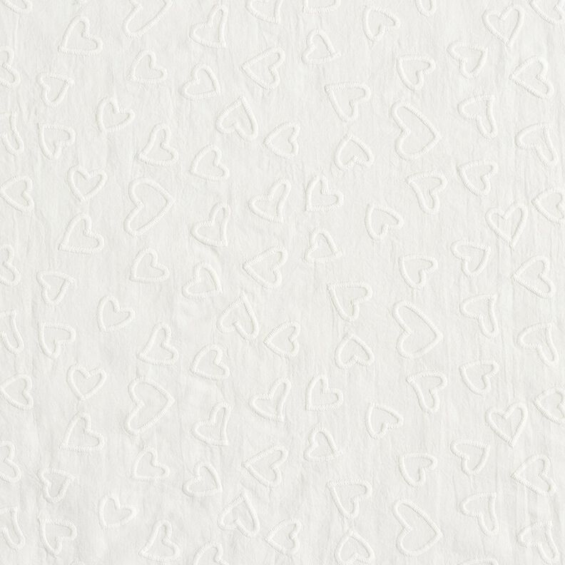 Batist gestickte Herzen | Poppy Fabrics – elfenbein,  image number 1