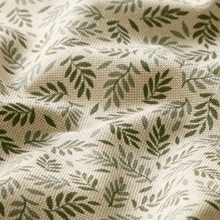 Dekostoff Halbpanama zarte Blätter – natur | Reststück 50cm