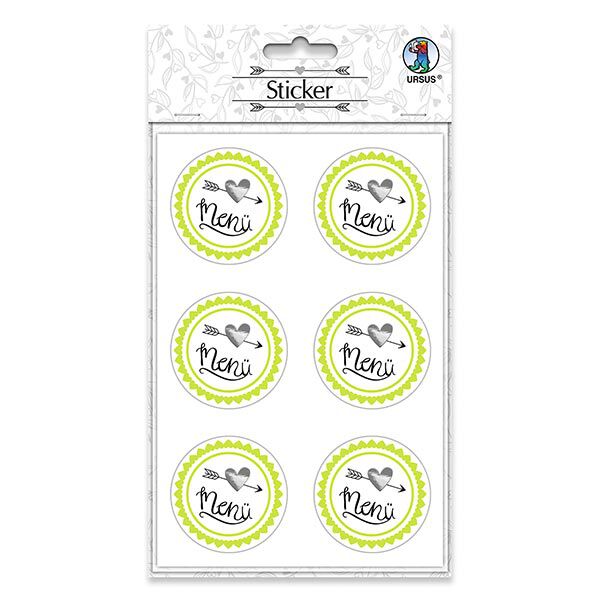 Sticker-Set Hochzeit Menü Ø 4,8 cm [ 24 Stück ] – wollweiss/grün,  image number 2