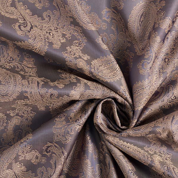 Futterstoff Jacquard Paisley changeant – stahlblau | Reststück 50cm