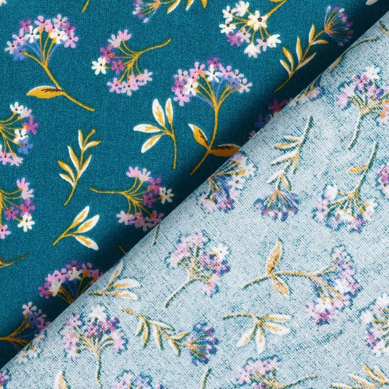 Baumwollstoff Cretonne zarte Blüten – ozeanblau, image number 4