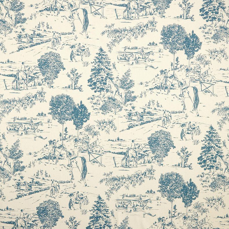 Dekostoff Panama Ausritt – jeansblau/natur,  image number 1