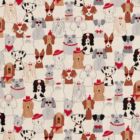 Dekostoff Halbpanama elegante Hunde – natur/grau, 