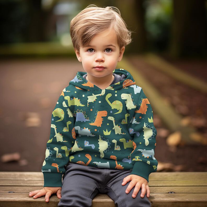 Sommersweat Dinos | Poppy Fabrics – blautanne/hellgrün, image number 5