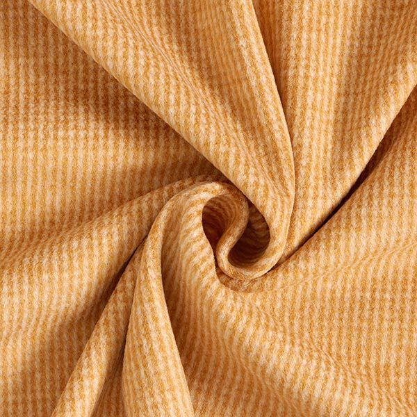 Angerauter Strickjacquard kleines Karo – karamell/weiss | Reststück 100cm