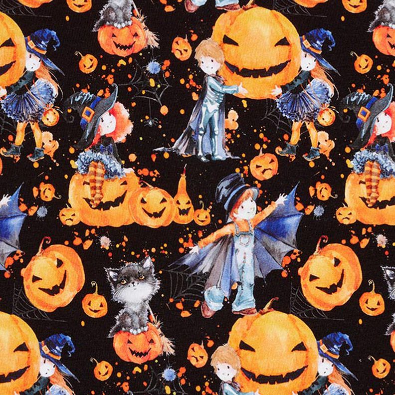Baumwolljersey Halloween Digitaldruck – schwarz,  image number 1