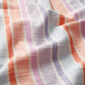 Musselin/ Doppel-Krinkel Gewebe garngefärbte Streifen | Poppy Fabrics – wollweiss/farbmix, 