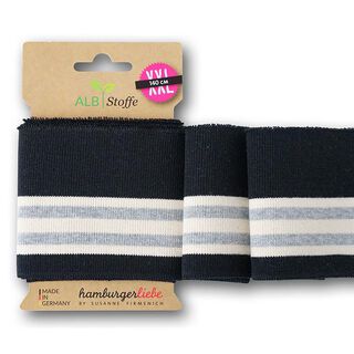 GOTS Strickbündchen CUFF ME COLLEGE [ 140 cm | 7,5 cm ] | Albstoffe – schwarz/grau, 