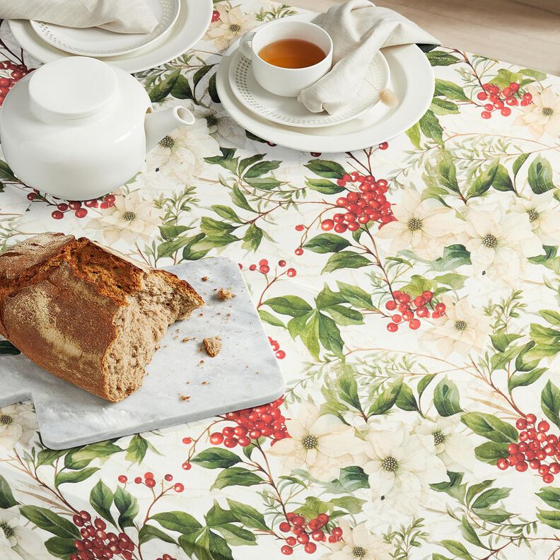 Dekostoff Jacquard Lurex Winterbeere – natur/gold, image number 8