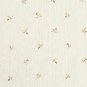 Krinkel Voile Blumenstickerei – wollweiss/hellbraun, 