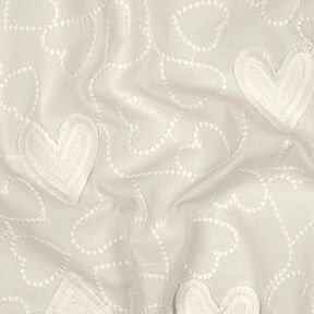Baumwoll Voile Herzchenstickerei &ndash; weiss, 