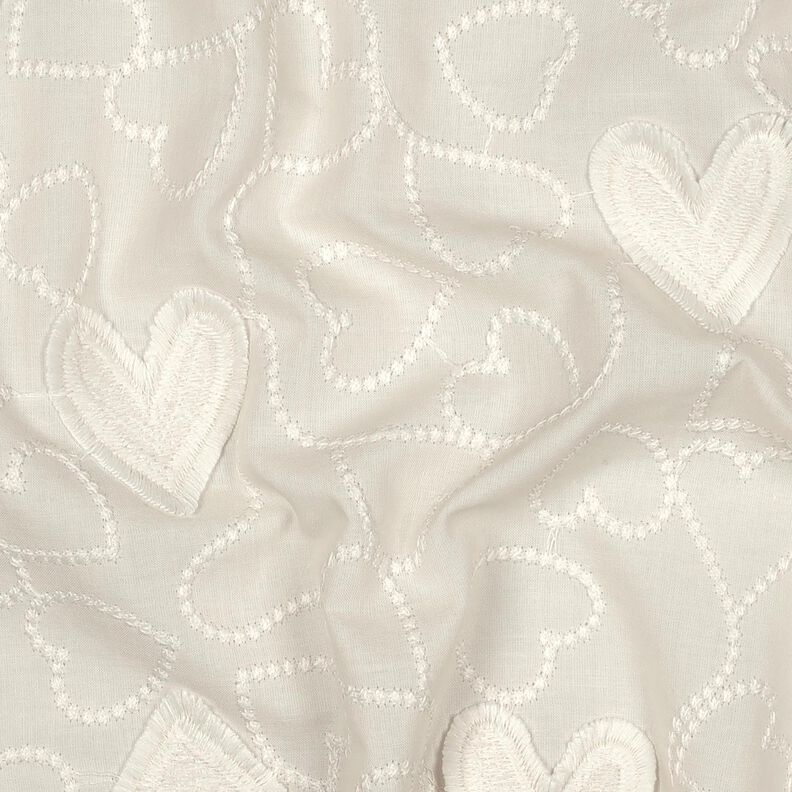 Baumwoll Voile Herzchenstickerei &ndash; weiss,  image number 2