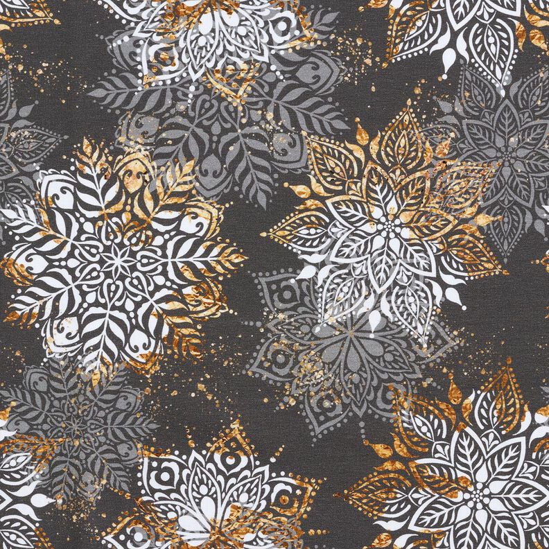 French Terry Mandala Winterzauber | Glitzerpüppi  – altsilber/altgold,  image number 1