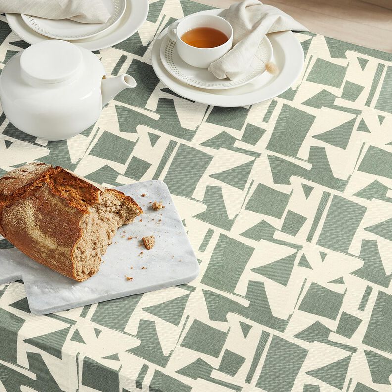 Dekostoff Jacquard abstrakte Struktur – schilf/wollweiss, image number 8